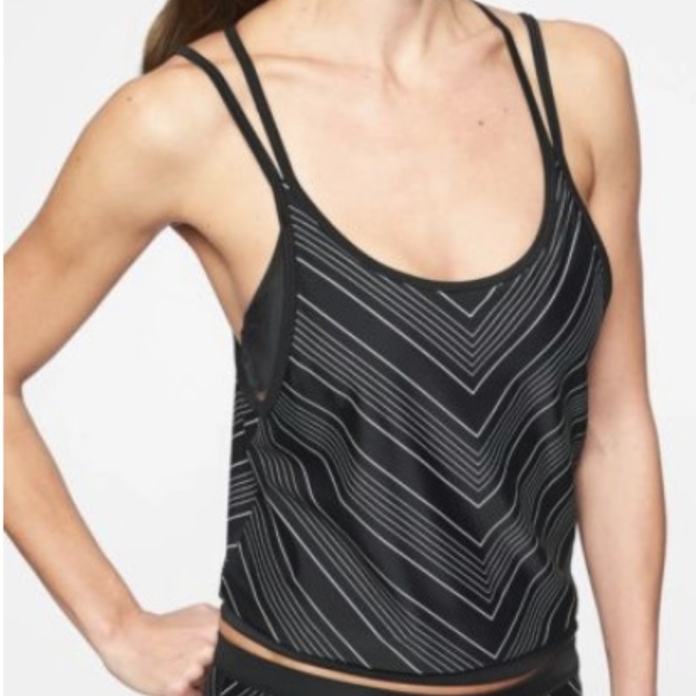 Athleta Chevron Tankini Top Black Size 36 B/C v546
